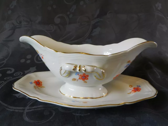 Schöne antike Rosenthal Sauciere-Dekor Chippendale-Top