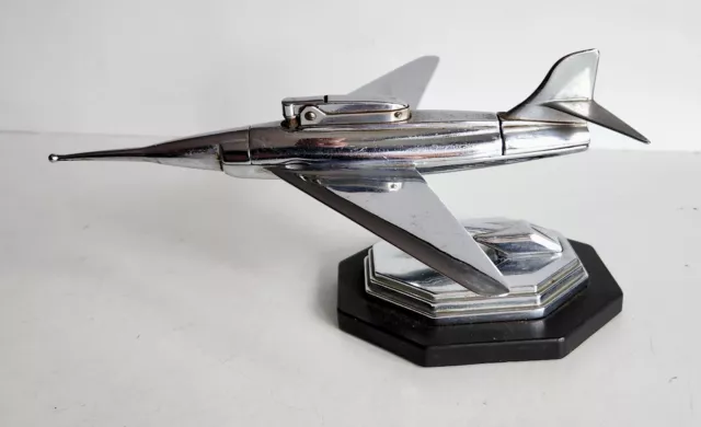 STUNNING MID-CENTURY CHROME PLATED AEROPLANE CIGARETTE LIGHTER - CIRCA 1960's