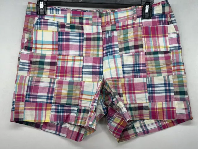 Lord & Taylor Multicolor Plaid Patchwork Cotton Shorts Womens Size 6