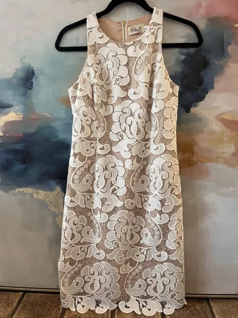 Eliza J white lace cutout sheath dress, sleeveless size 2 from Nordstrom, bridal
