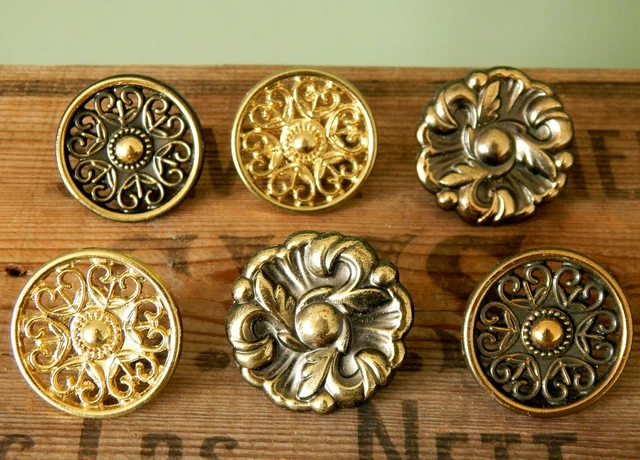 Vintage Set 6 x Mid Century MCM Retro Drawer Pulls Handles Knobs Mixed Set H18