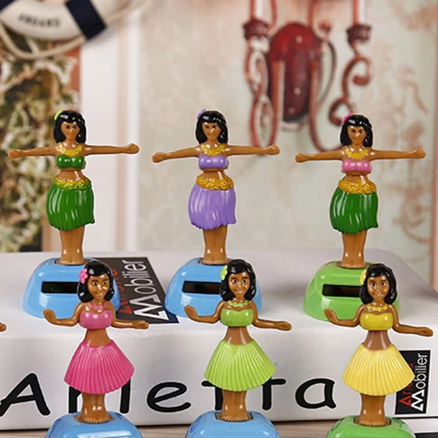 SHAKING HEAD SOLAR Power Toy Car Ornament Hawaii Swinging Girl Dancing