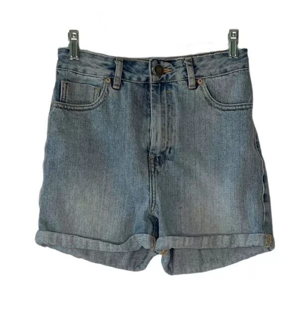 ASOS Denim Light-Wash High-Rise Cuffed-Hem Slouchy Mom Shorts Size 4