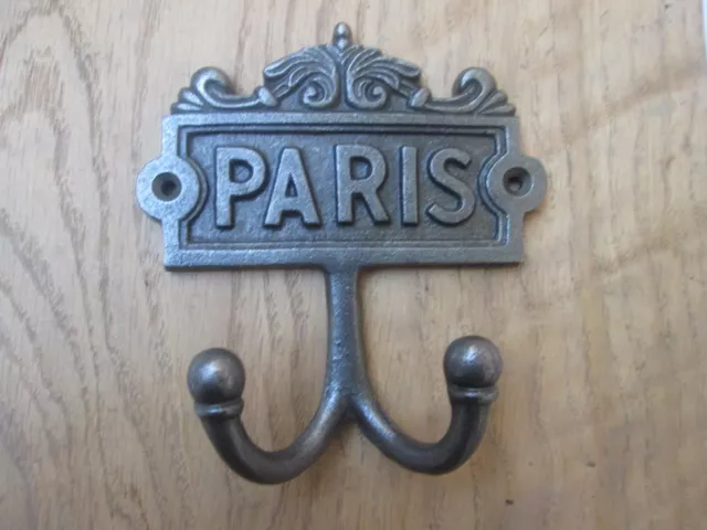 cast iron vintage old Victorian style double coat hook hanging hook peg hanger