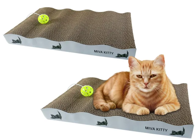 MIVA KITTY Cat scratching board - Reversible Cat Scratcher with Ball and Catnip