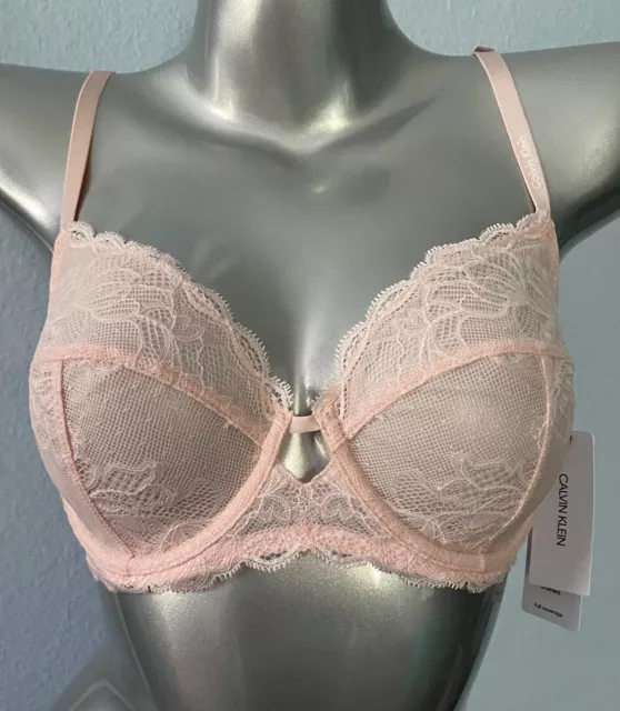 Calvin Klein Nwt Unlined Underwire Seductive Comfort Unlined Pink Lace Bra