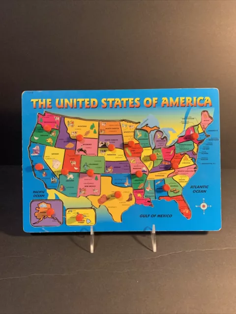 THE UNITED STATES OF AMERICA USA Educational Map Puzzle 7700CQ Lift & Learn Pegs