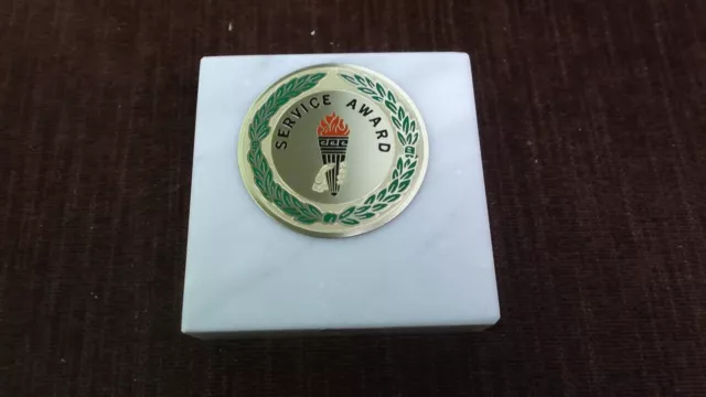service award paperweight marble award metal insert personalized