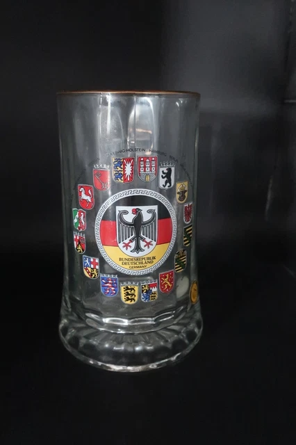 Bundesrepublik Deutschland large Glass Beer with Gold Rim