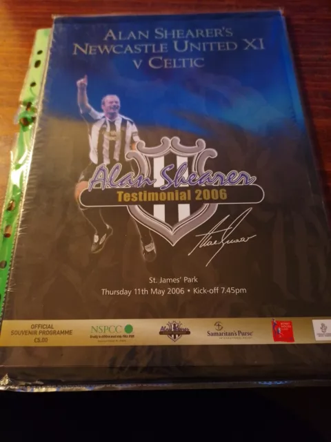 Rare Alan Shearer Newcastle Utd Testimonial 2006 Programme Excellent 11/5/2006