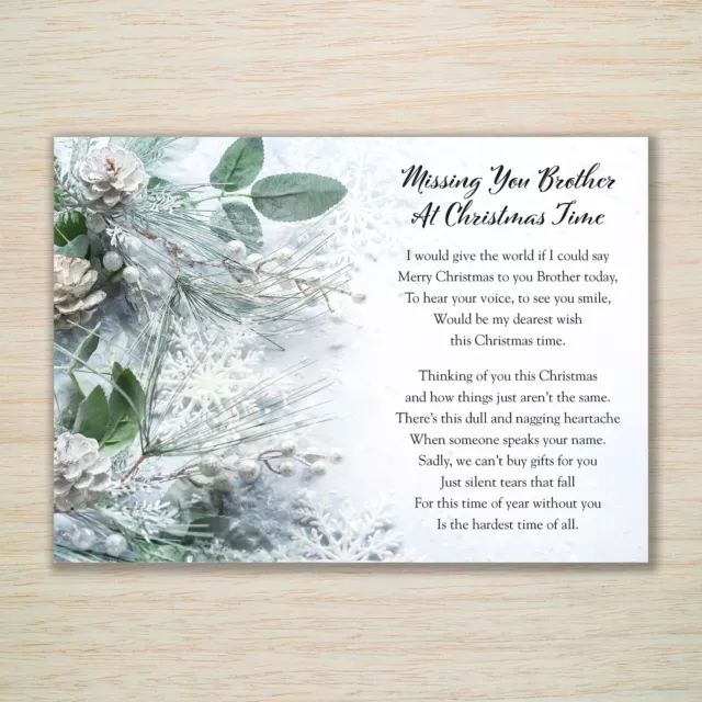 Brother Christmas Memorial Grave Card Weatherproof Large A5 Christmas in Heaven