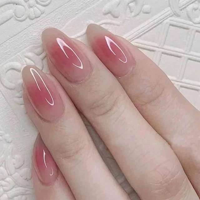 Full Cover Square Acrylic French Press On Fake False Nails, 24-Pack, PNKRED