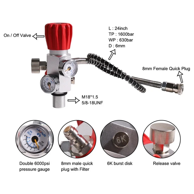 4500psi Tank Valve with Dual High Pressure Gauge NEW SYxpc G7S6