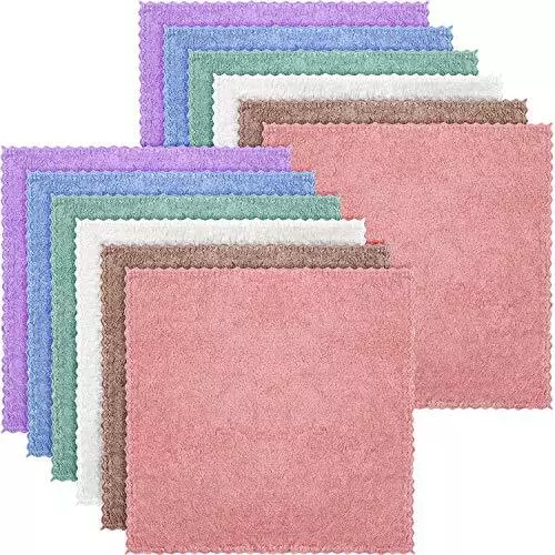 12 Pieces Face Wash Cloth Microfiber Makeup Remover Cloths Reusable Facial Towel