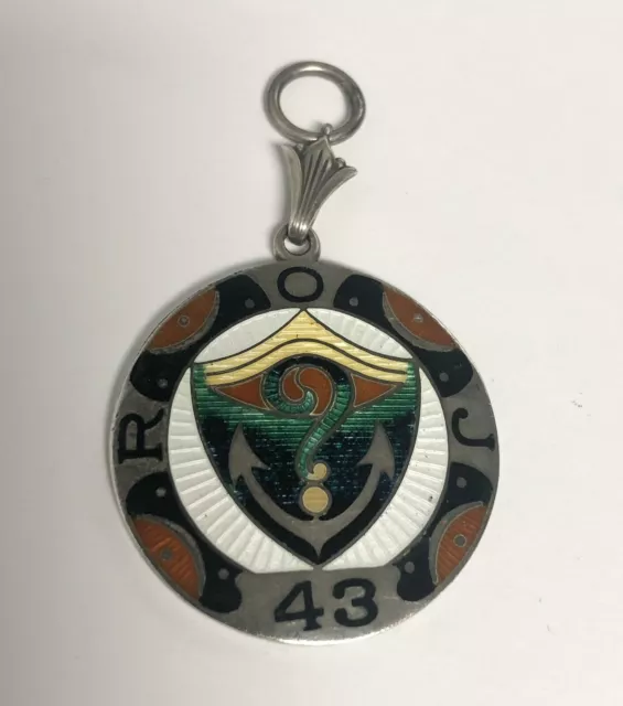 Vintage ROJ Royal Order of Jesters Enamel Sterling Masonic Medal Pendant