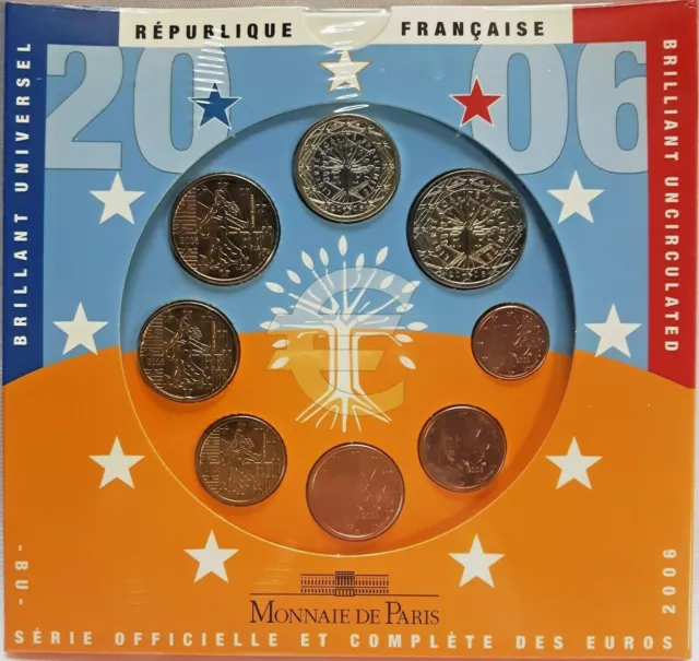 KMS Frankreich 2006 Offizieller Kursmünzensatz BU 3,88 Euro im Folder, Stgl. OVP