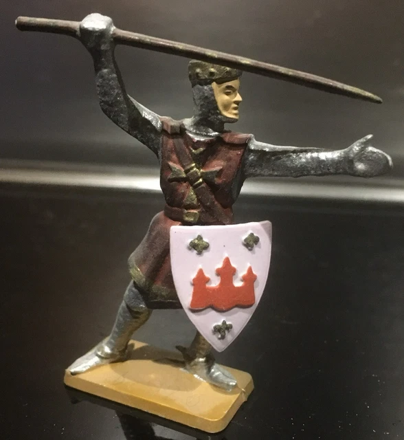 Figurine Starlux Chevalier Moyen Âge - Soldat Cavalerie Français - Plastique Peint - Bel état
