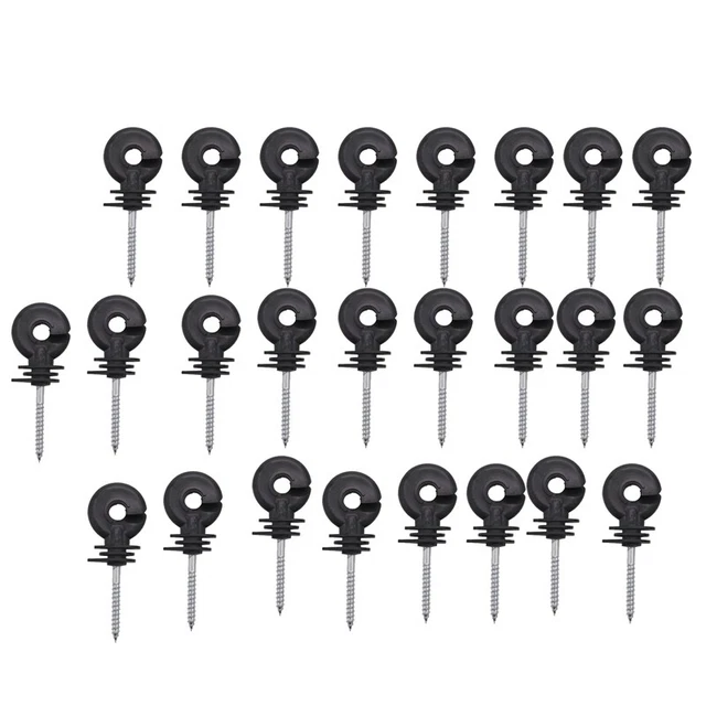 2X(25Pcs Electric Fence Insulator Screw-in Insulator Fence Post Wood Post9913