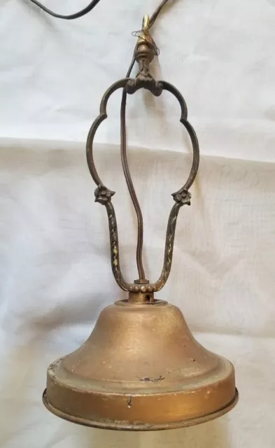 Vintage or Antique Hanging Chandelier Light Fixture Ceiling Mount Metal Holder