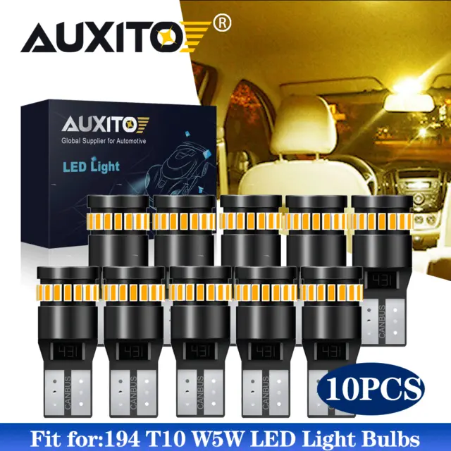 T10 194 LED Replacement Bulbs for Car Dome Map License Plate Lights Amber Yellow