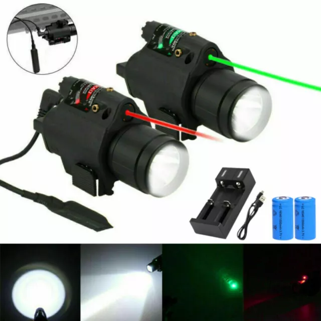 Tactical Hunting Gun Green Red Laser Pistol Weapon Light LED Flashlight Combo 2