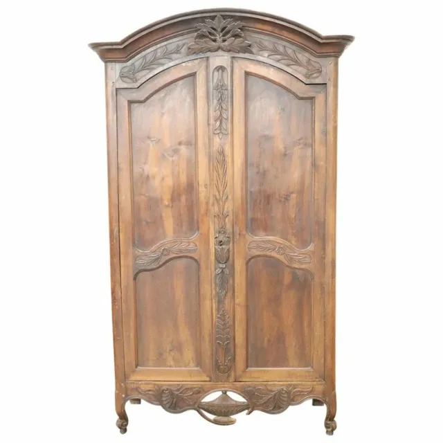 18th Century French antique Louis XV Walnut Carved Wardrobe or Armoire
