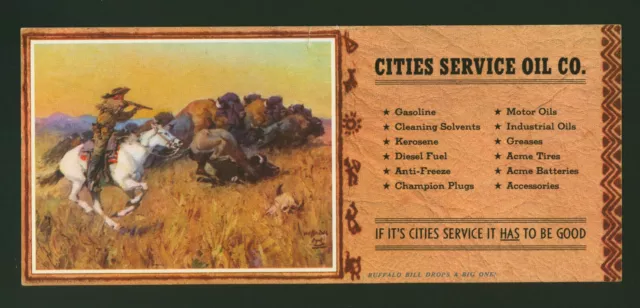 Vintage Advertising Ink Blotter Cities Service Oil Co. Buffalo Bill