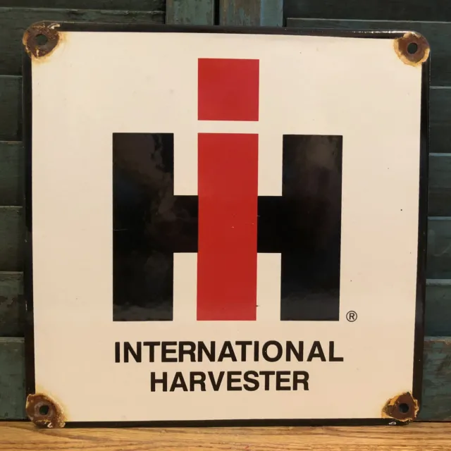 Vintage Ih International Harvester 10” Farm Equipment Tractor Porcelain Sign
