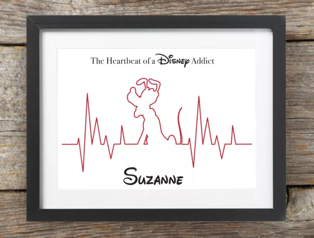 Personalised Bespoke Disney Pluto Print Love Holiday Gift Day Addict Heartbeat