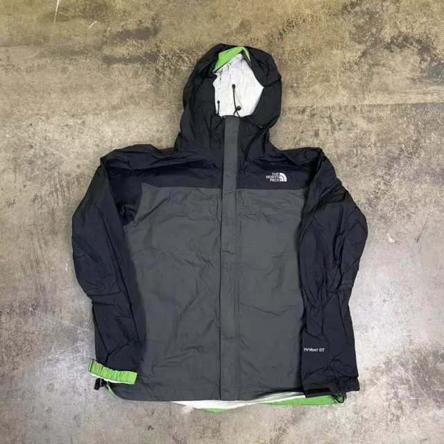 The North Face Rain Coat Hyvent Winter Ski Jacket Black Grey Mens Large