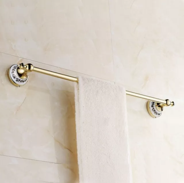 Luxury Gold Finish Porcelain Bathroom Holder Rail Rack Single Bar Wall Mounted