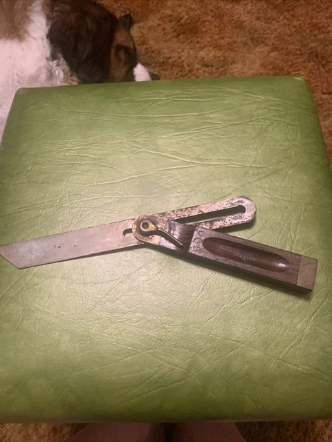 Vintage Sweetheart Stanley No 25 10” Angle Finder Sliding Bevel T-Square USA GOO
