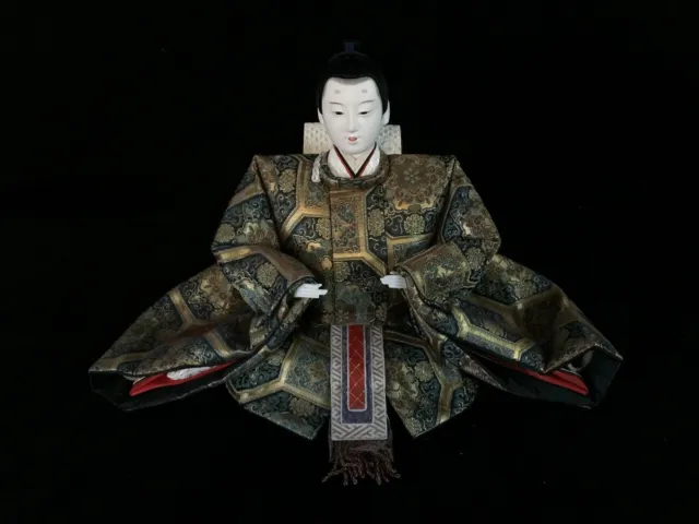 K1842 Japanese Vintage HINA Doll Statue Kimono Man Boy OKIMONO Interior