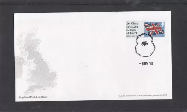 GB 2015 Post & Go Frama ATM Union Flag NMRN VE Day 70 single 1st FDC Alrewas pmk