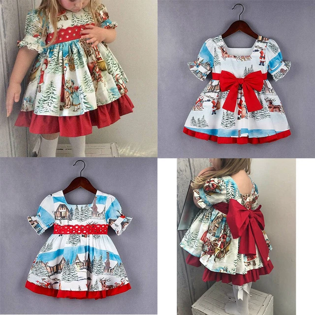 Abito tutù principessa di Natale bambina stampa fiocco babbo Natale bambino