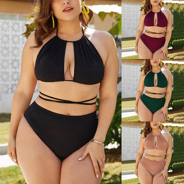 Set costumi da bagno donna costume da bagno donna 2XL-5XL reggiseno bikini spiaggia senza schienale + perize