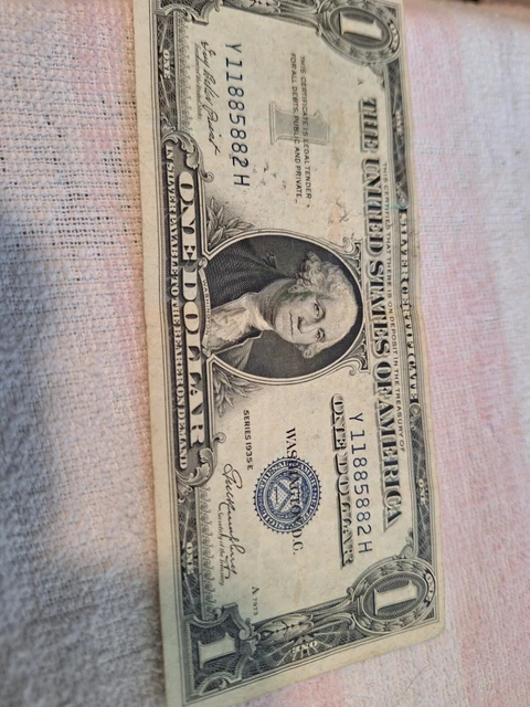 Series 1935 E Blue Seal. One Dollar Silver Certificate Note. Rare