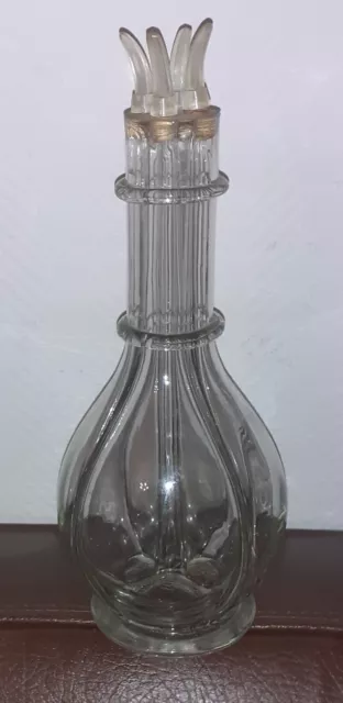 Carafe encienne vintage en cristal avec quatre compartiments(bouchons d'origine)