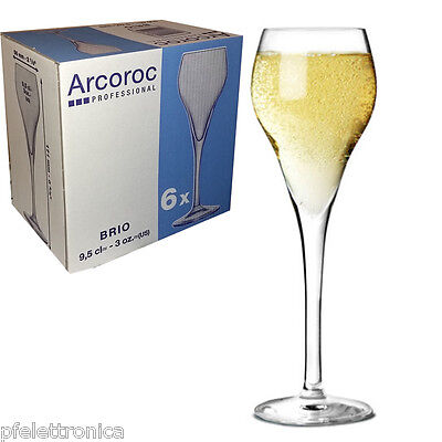  trempé Champange Lunettes ARCOROC Brio Coupé Lunettes 212,6 gram/210 ML  Verres à vin Blanc Décor  Lot de 6  