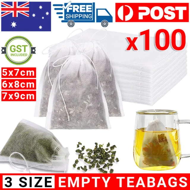 100pcs Empty Tea Bags - Herbal Infuser Loose Leaves Teabags Filter Paper String