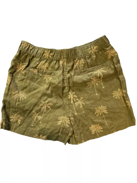Sz M Linen Shorts Tropical CC California Women Gold Floral High Waist Short