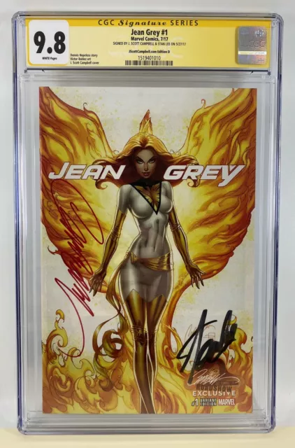 Jean Grey #1 J Scott Campbell D Exclusive Stan Lee Signed Cgc Ss 9.8 Marvel