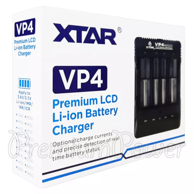 XTAR VP4 Premium LCD Chargeur pour 3.6V/3.7V LI-ION 650 Imr Inr Icr Batterie 2