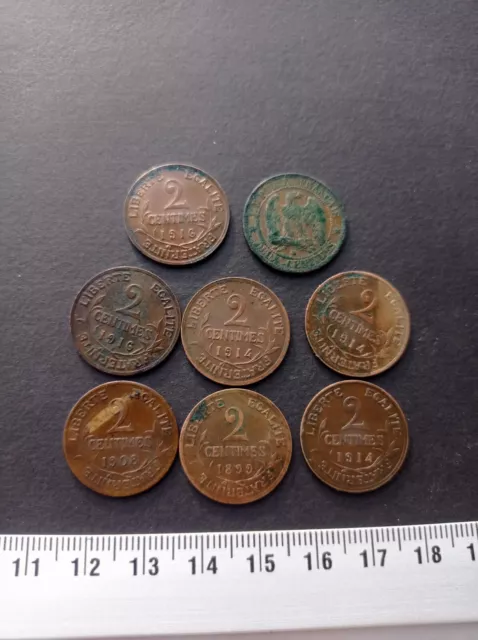 Paket 8 Münzen 2 CENTIMES Frankreich - REF10763J