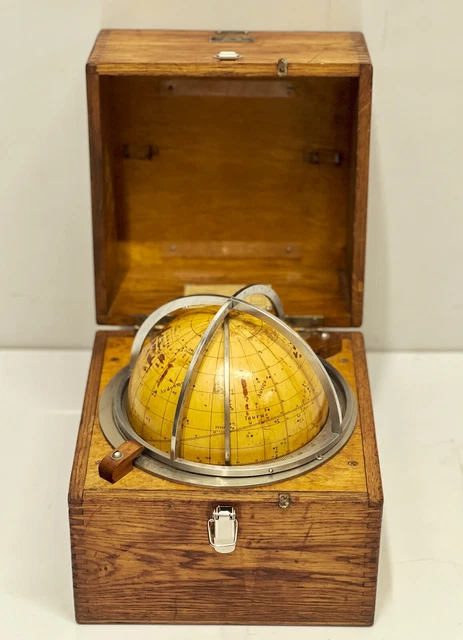 Nautical Antique Old Reclaimed Vintage Style Ship Wooden Box Globe