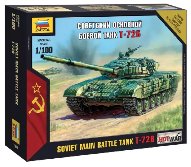 T-72 Soviet Main Battle Tank 1:100 Plastic Model Kit ZVEZDA