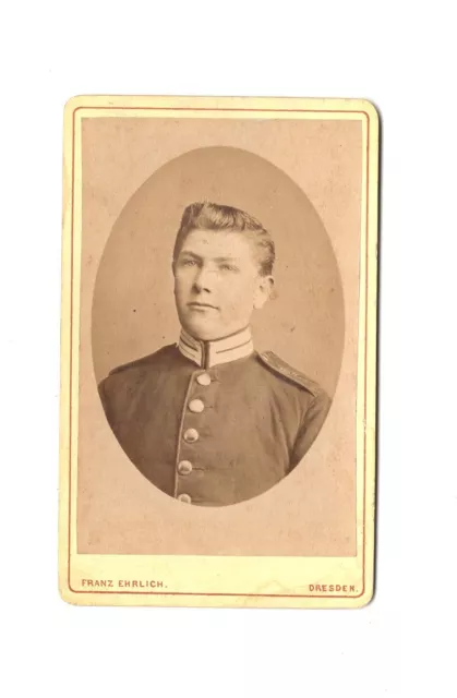 CDV Foto Soldat - Dresden 1880er