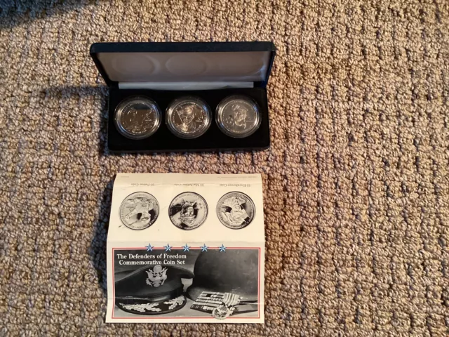 Vintage The Defenders Of Freedom Commemorative $5 Coin Set
