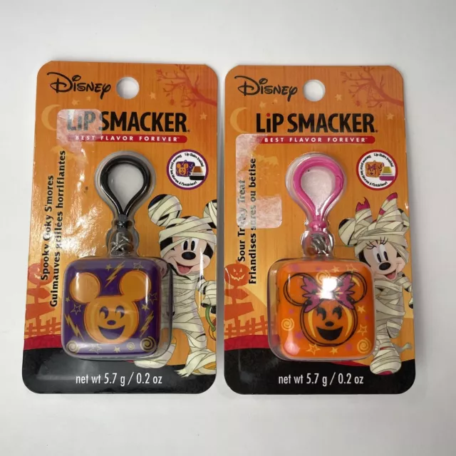 Disney Halloween Lip Smacker Lip Balm Cube Key Chain Mickey & Minnie Set Of 2