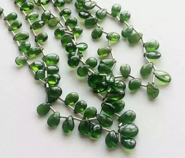 4x5mm-6x10mm Vert Diopside Uni Poire Perles, Naturel Chromé Diopside Briolette 3